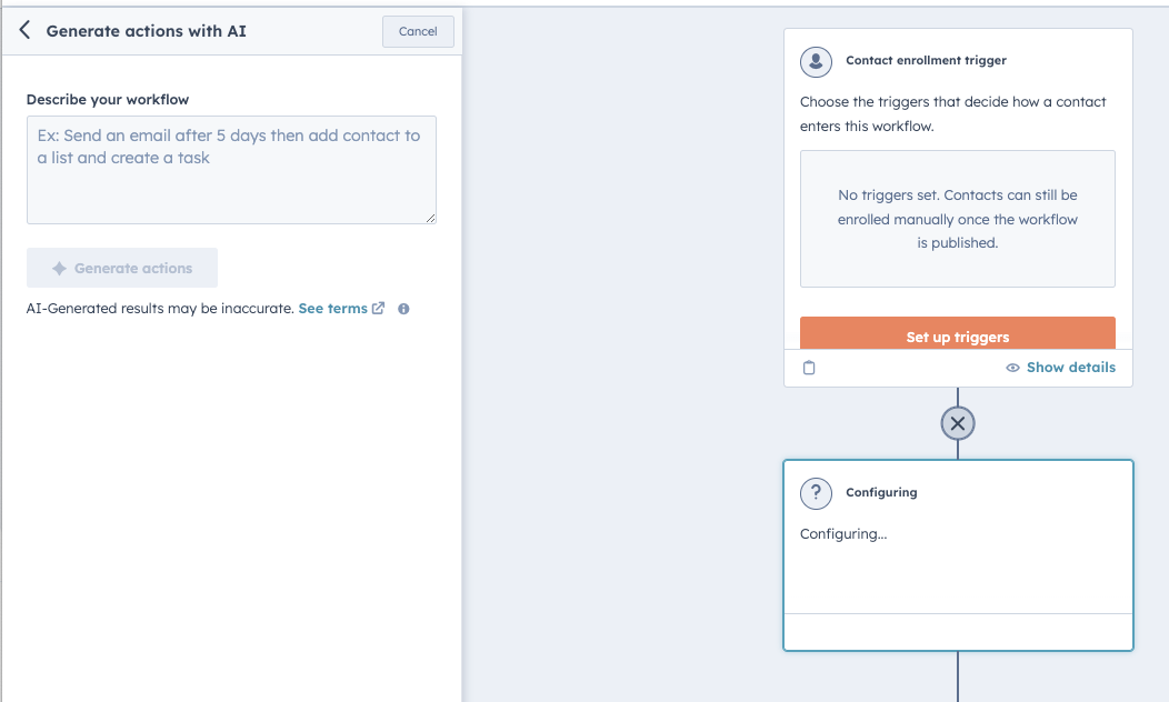 Generate Workflow Actions with HubSpot AI